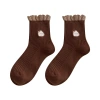 Sock stall, one-piece hair delivery, coffee-colored socks, Spring and Autumn puppy candy lace pile socks, women's Japanese-style Instagram style thigh-high socks, women's socks one-piece hair delivery Item Picture
